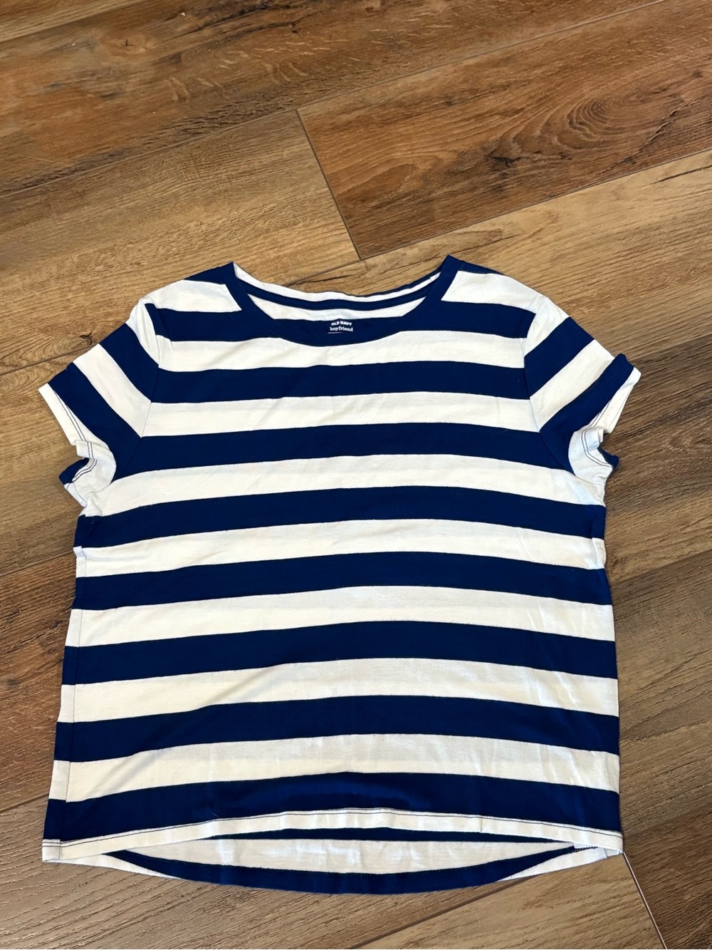 Old Navy Striped Boyfriend Tee in Navy and White